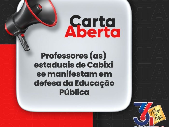 CARTA ABERTA - Professores (as) estaduais de Cabixi se manifestam em defesa da Educação Pública