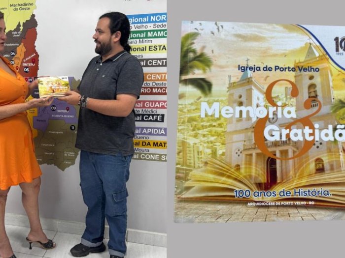 Membro do SINTERO apresenta à presidenta livro que celebra centenário da Arquidiocese de Porto Velho