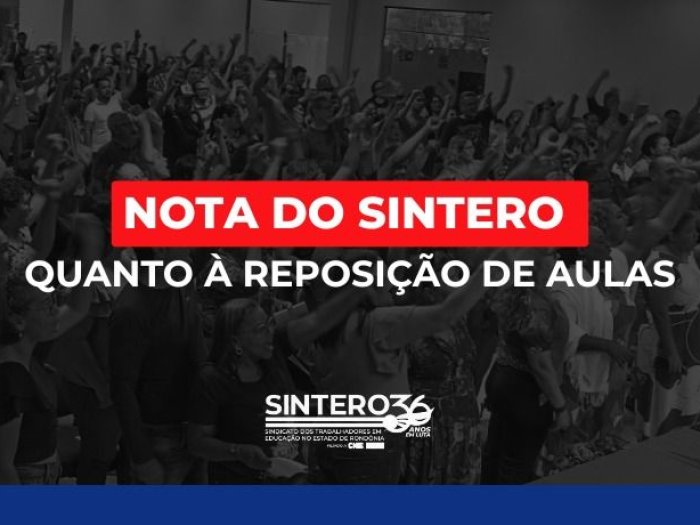 Nota do SINTERO quanto à reposição de aulas