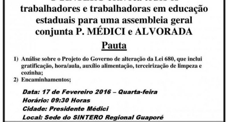 CONVOCAÇÃO - Regional Guaporé
