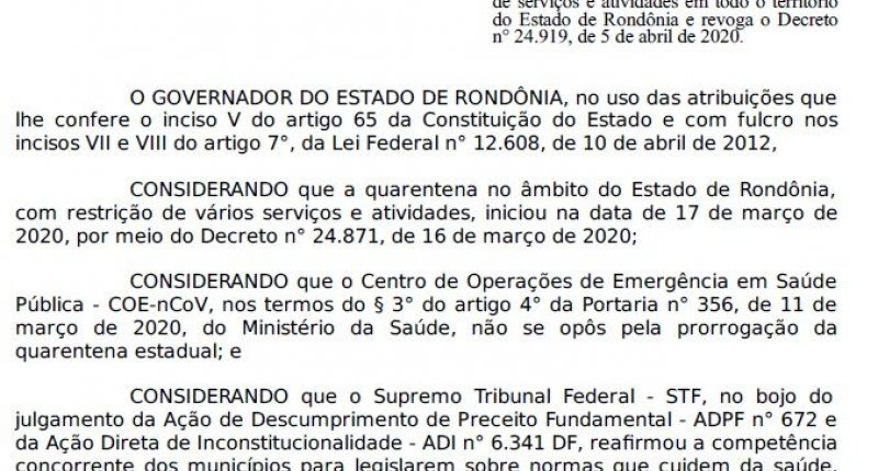 Governo de Rondônia mantém suspensão das aulas até 17 de maio