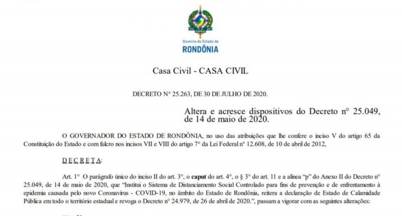 Governo de Rondônia prorroga suspensão das aulas presenciais até 01 de setembro 