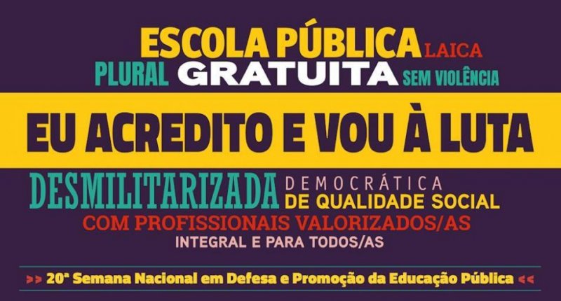 Sintero anuncia programação  para a 20ª Semana Nacional em Defesa e Promoção da Educação Pública nas Regionais