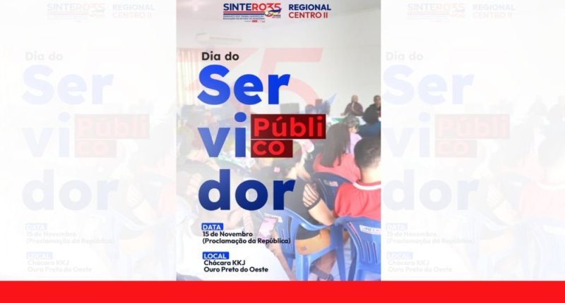 Regional Centro II do SINTERO convida filiadas/os para festividade em comemoração ao Dia do Servidor e da Servidora Pública