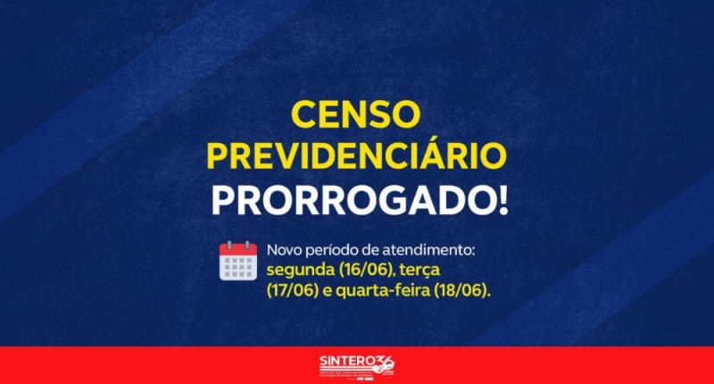 Prazo do censo previdenciário é prorrogado e atendimento continuará até quarta-feira(18) na sede administrativa do SINTERO