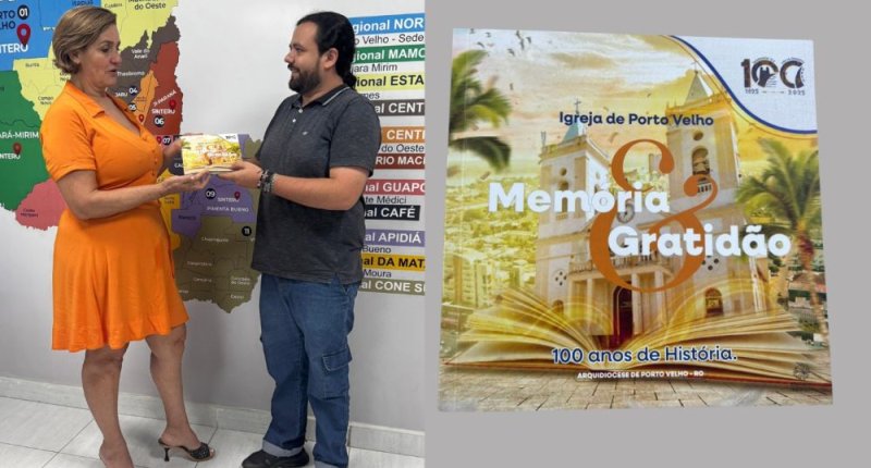 Membro do SINTERO apresenta à presidenta livro que celebra centenário da Arquidiocese de Porto Velho