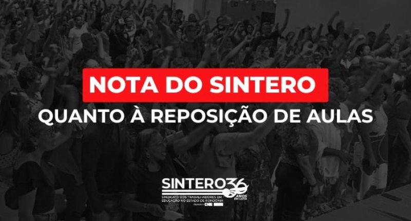 Nota do SINTERO quanto à reposição de aulas