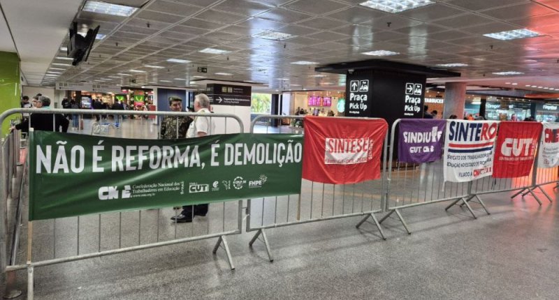 SINTERO participa de mobilização no aeroporto de Brasília contra a Reforma Administrativa